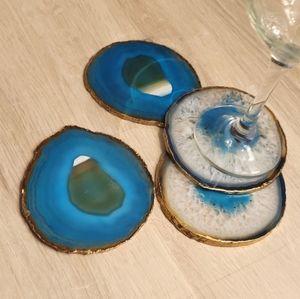 💙~Craaaazy SALE!~💙 REAL 24K Gold 💛 Antique Plated 💛 4 Agate Slices